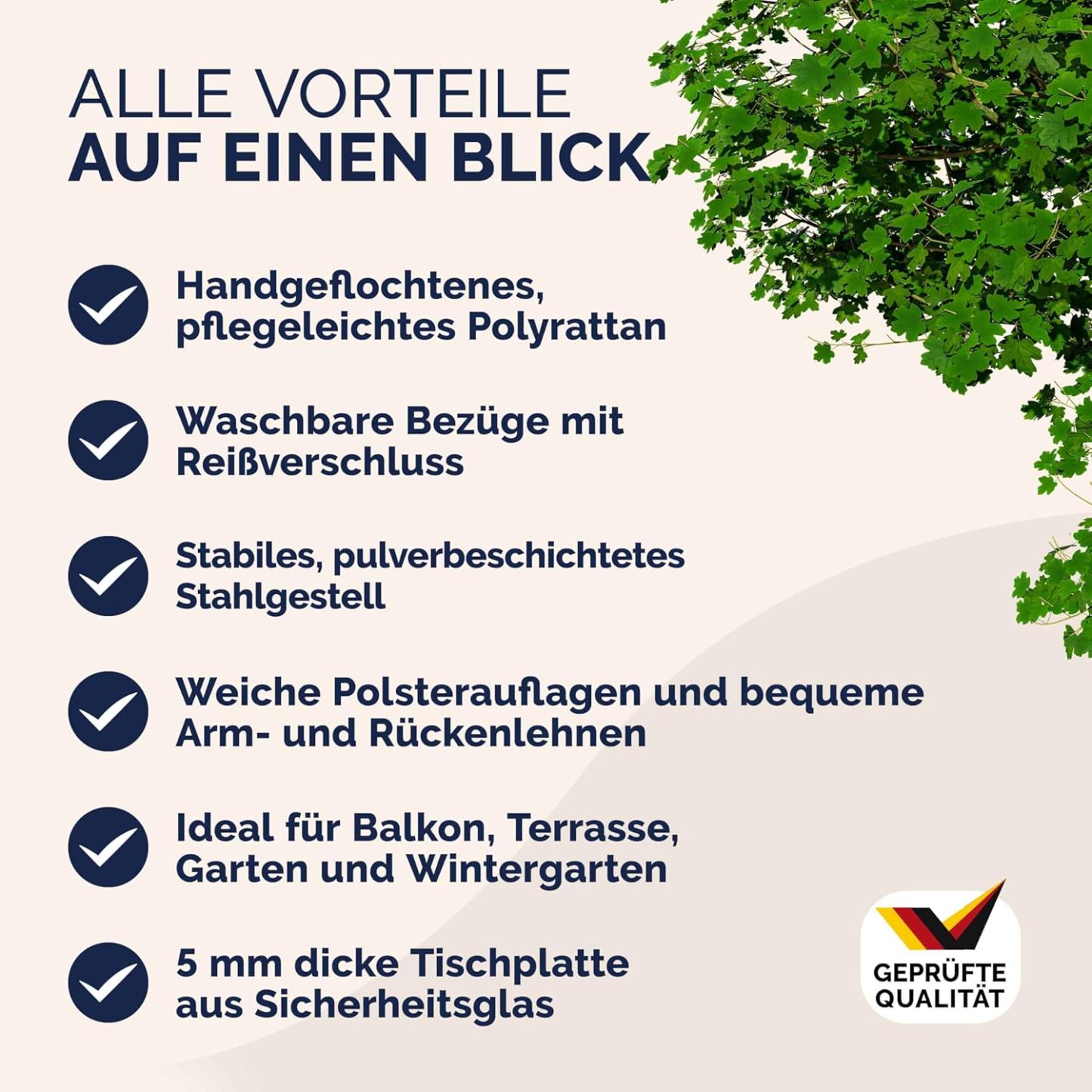 NEXAMARKET Gartenmöbel Set Wetterfest 4 Personen Outdoor inkl. Auflagen Polyrattan 2 Sessel Gartenbank Tisch Garten Terrasse Balkon Möbel Lounge Creme