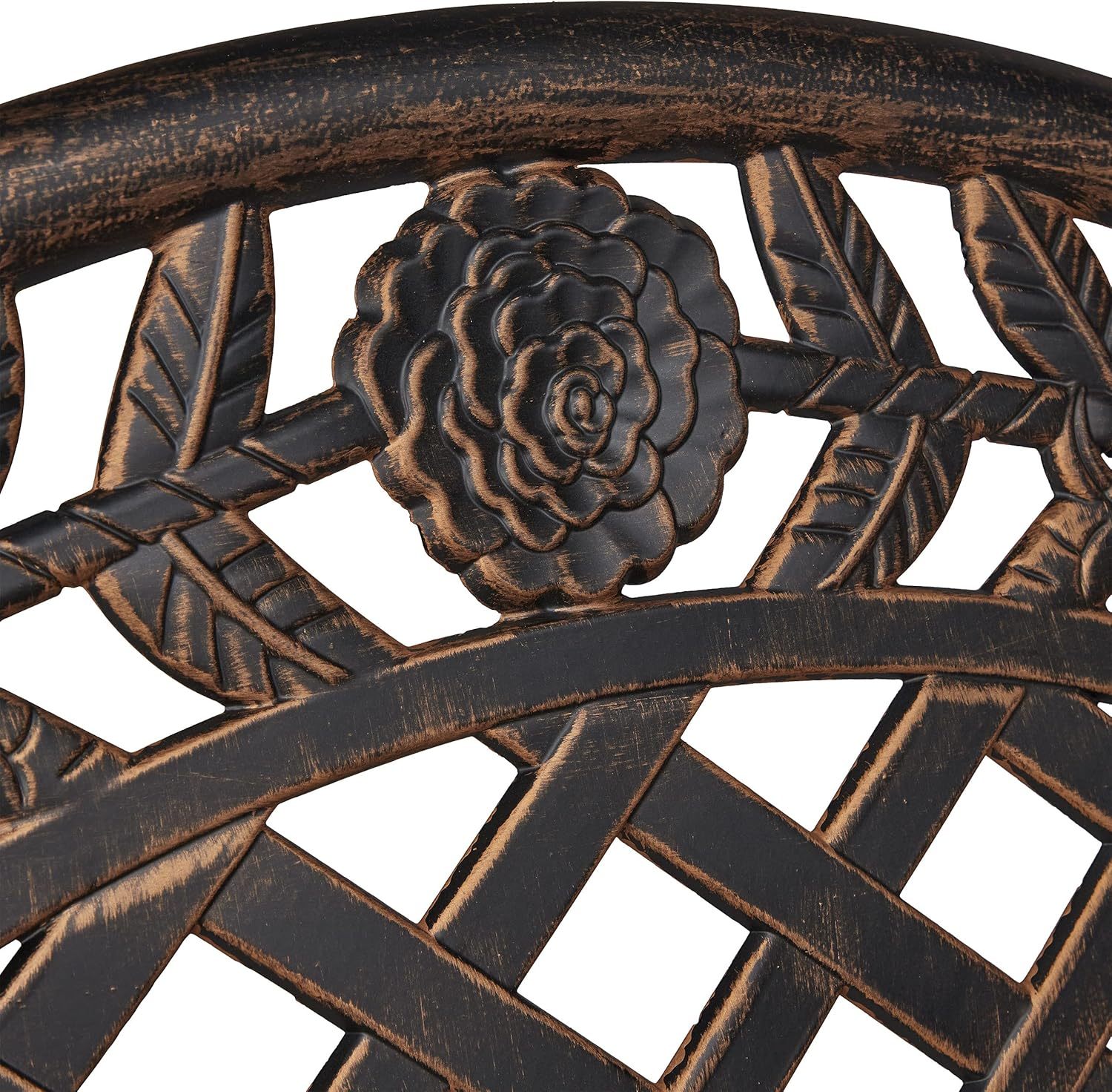 NEXAMARKET Gartenbank, 2 Sitzer, Rosen, Terrasse, Balkon, Aluminium Guss, antike Sitzbank, 84x111,5x56 cm, schwarz/bronze