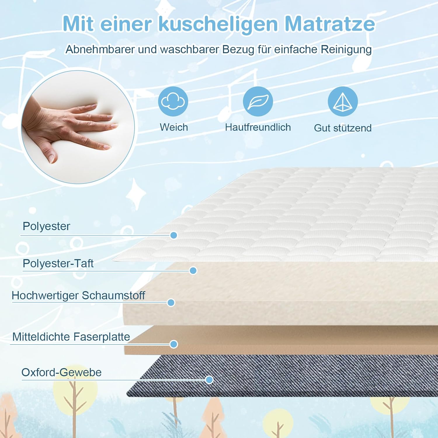 NEXAMARKET 3 in 1 Beistellbett, Reisebett Baby mit Matratze, Babybett 6 Fach höhenverstellbar mit Aufbewahrungskorb & Tragetasche, tragbarer Stubenwagen mit Rollen für Baby bis 6 Monaten (Grau)