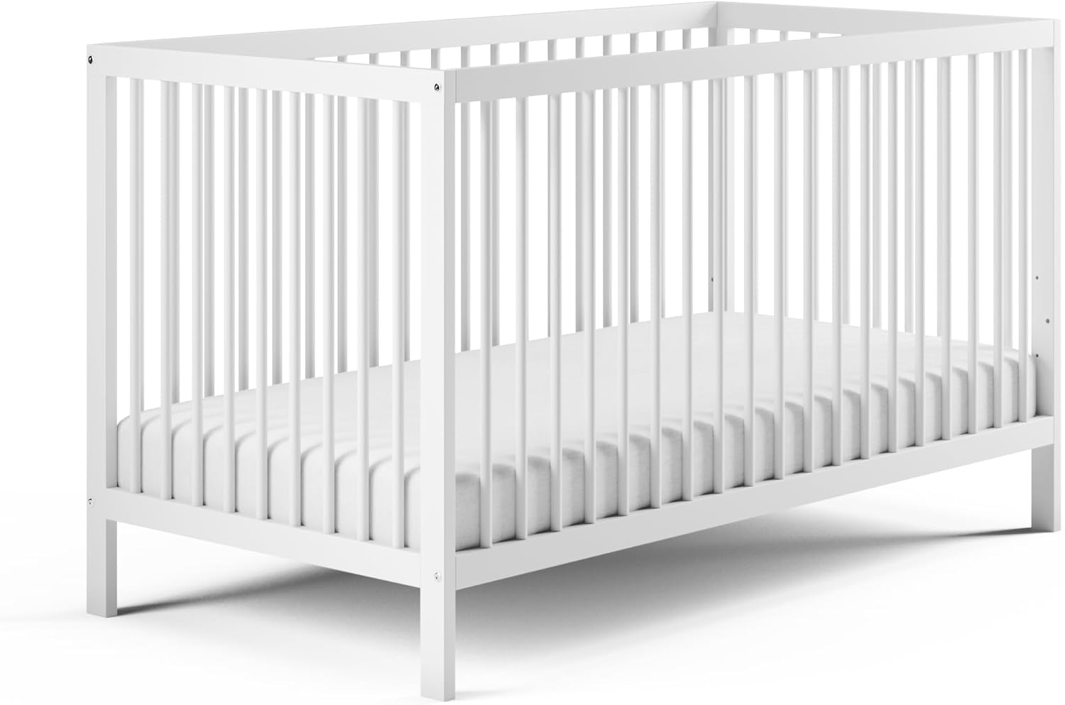 NEXAMARKET Babybett Kinderbett Gitterbett 60x120 höhenverstellbar & herausnehmbare Sprossen, optional mit Schublade und Matratze | Buchenholz Weiss sehr stabil Made in Europe