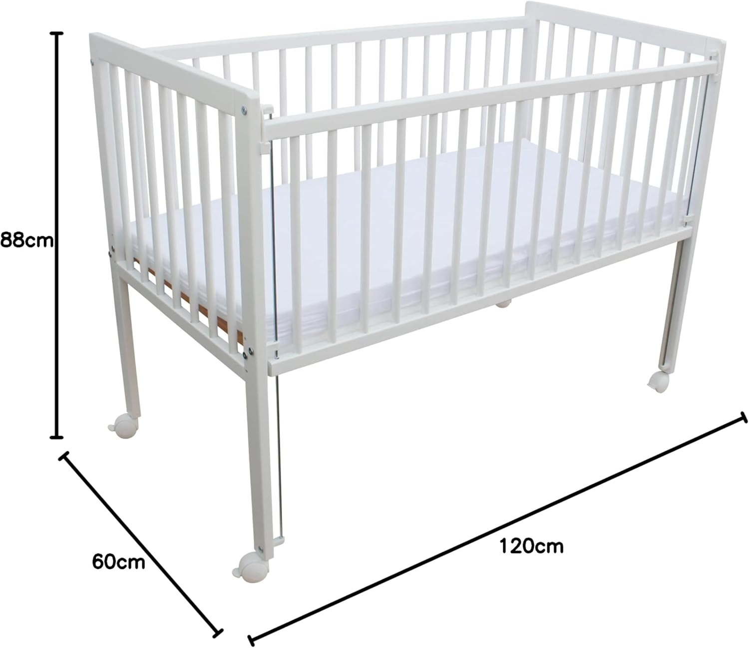 NEXAMARKET Kinderbett/Beistellbett/Babybett 2in1 120x60cm mit Matratze weiß