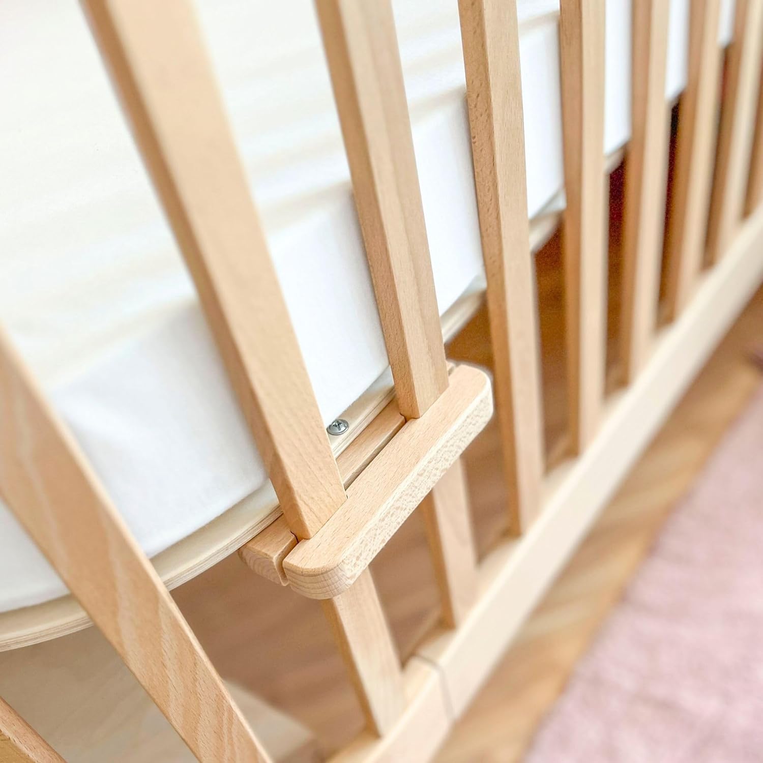 NEXAMARKET MEBLE Gitterbett 140x70 cm - 2in1 Babybett Kinderbett - Principal Beistellbett Baby aus Holz - Bett Baby Mitwachsend - Kinderbett umbaubar - Jugendbett - Holz