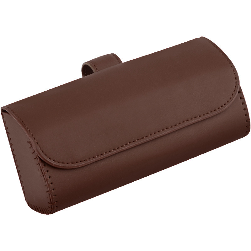 Car glasses case hanging sun visor car sunglasses storage bill card holder car leather glasses case