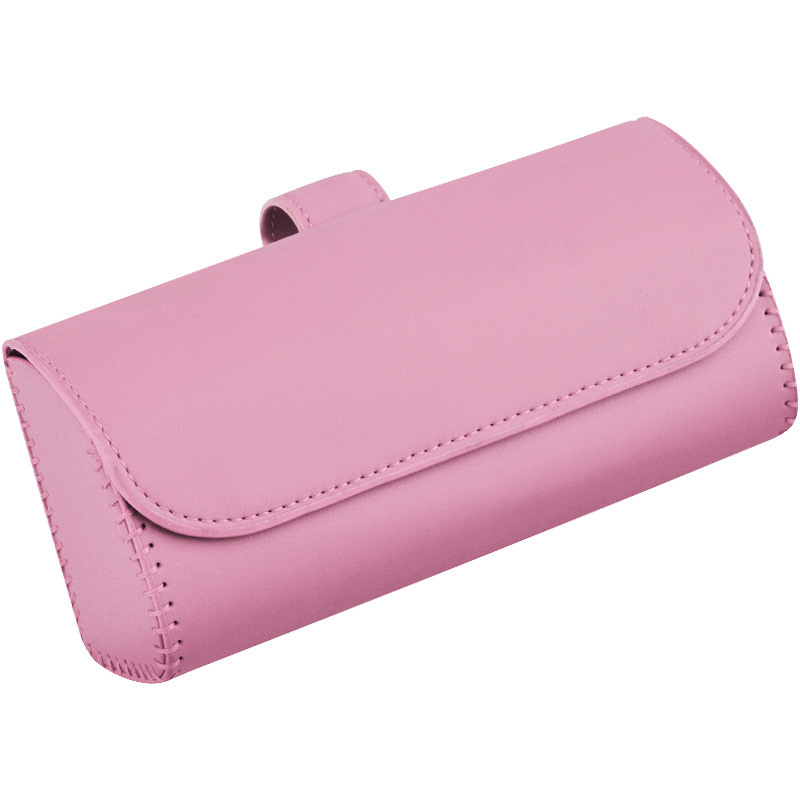 Car glasses case hanging sun visor car sunglasses storage bill card holder car leather glasses case