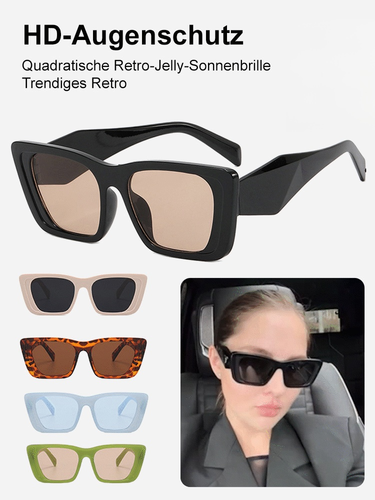 Quadratische Retro-Sonnenbrille von Pjia in Geleefarbe