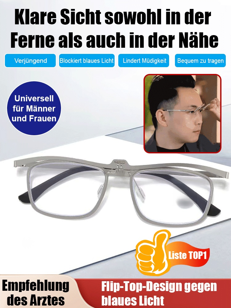 Retro eckige Klappbrille für Altersweitsichtigkeit