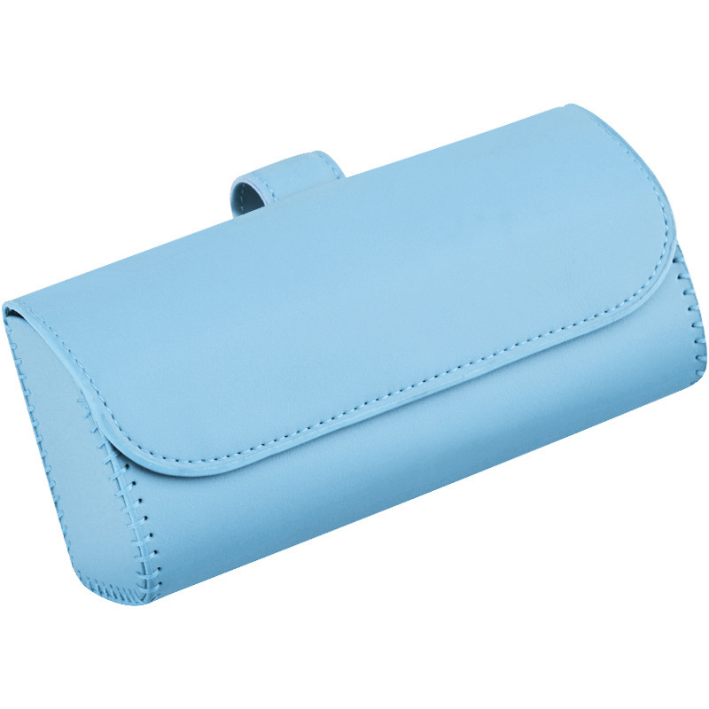 Car glasses case hanging sun visor car sunglasses storage bill card holder car leather glasses case