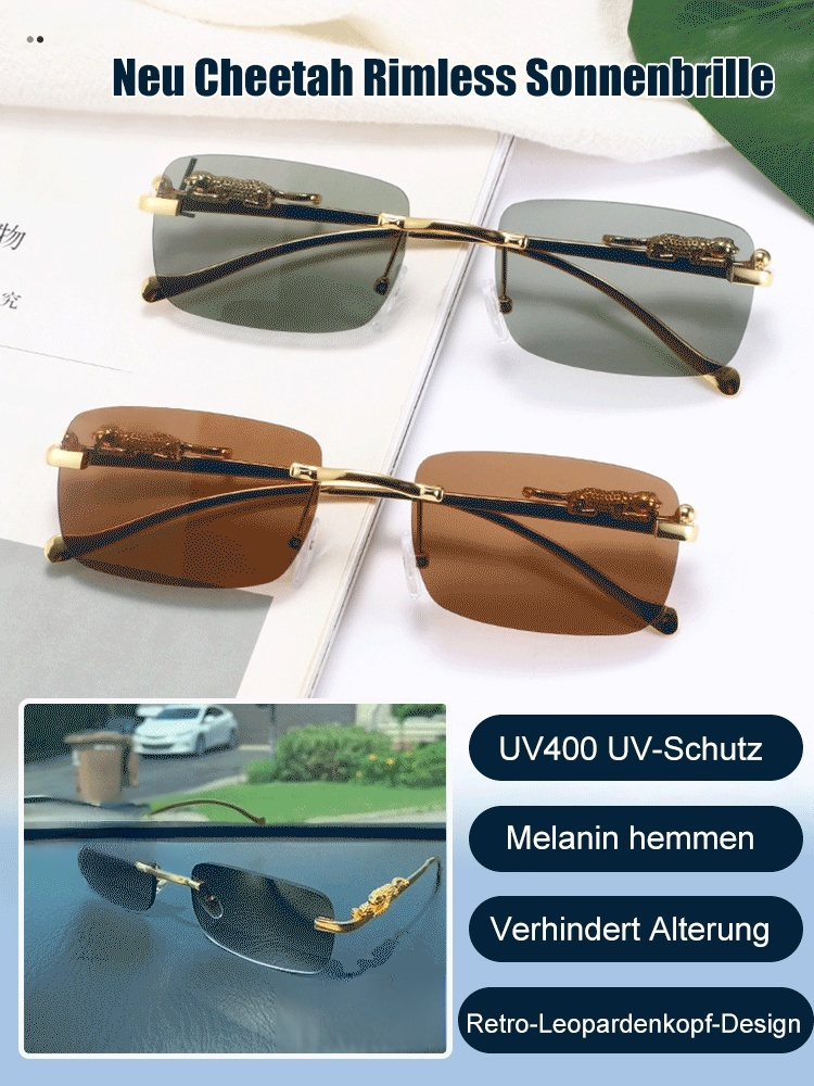 Neu Cheetah Rimless Sonnenbrille