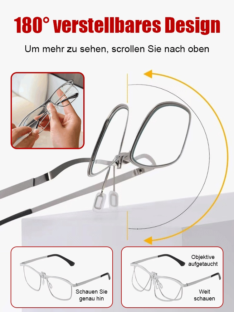 Retro eckige Klappbrille für Altersweitsichtigkeit