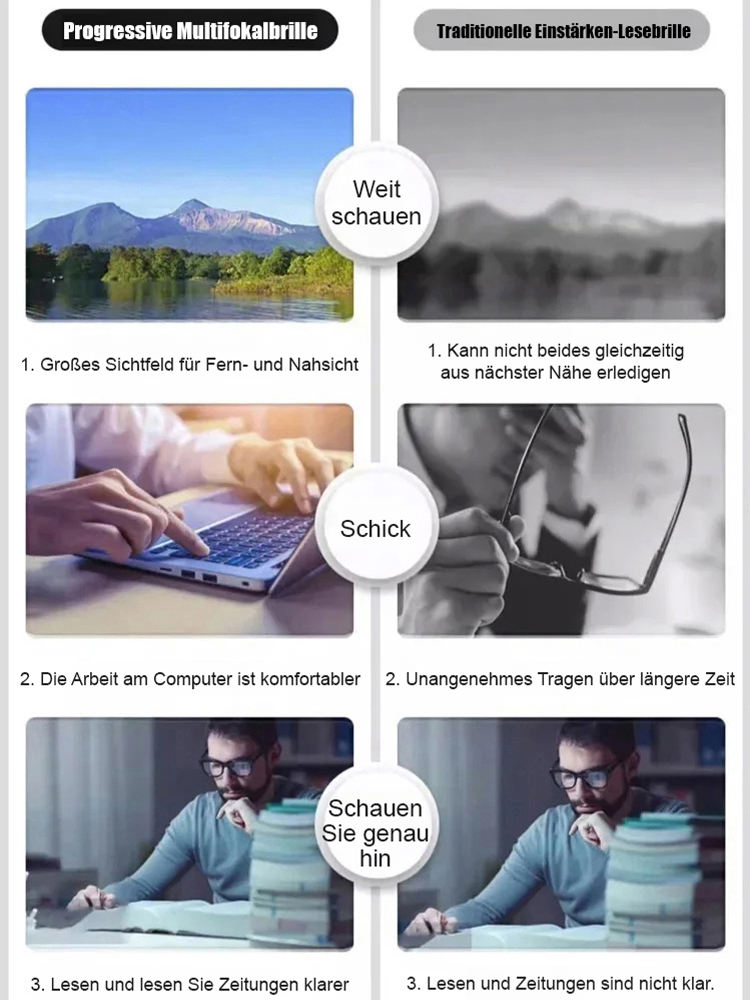 Retro eckige Klappbrille für Altersweitsichtigkeit