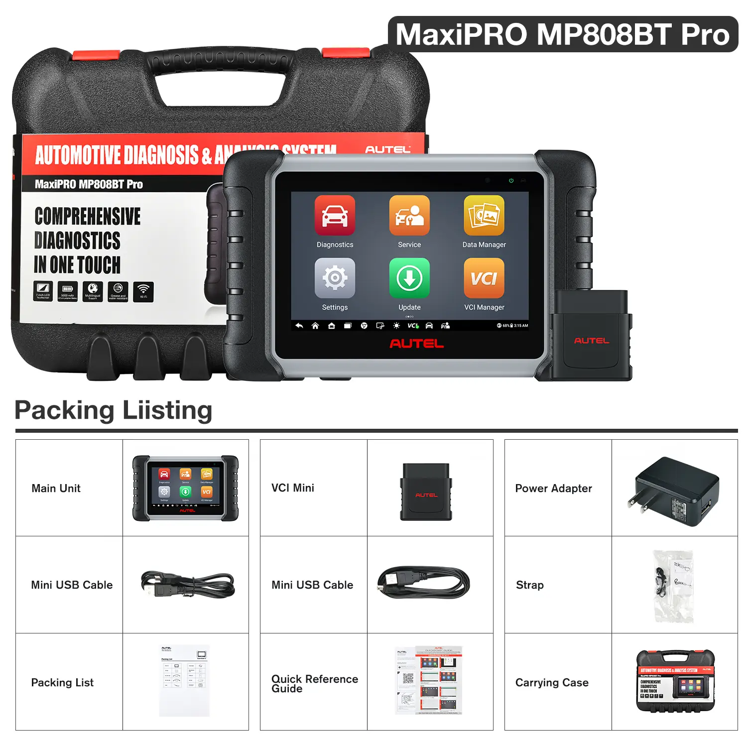Autel MaxiPRO MP808BT Pro | All Systems Diagnostic | Bi-Directional Control | Online ECU Coding | Oil Reset, EPB, Air Bag 30+ Reset  Service