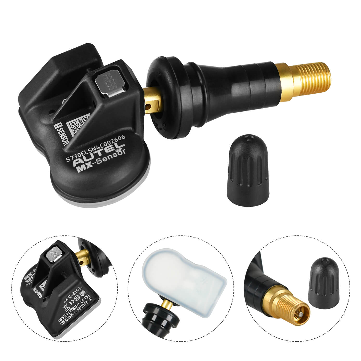 Autel 1-Sensor 433MHZ & 315MHZ 2-in-1 Sensor Rubber Stem Universial & Programmable TPMS Sensor