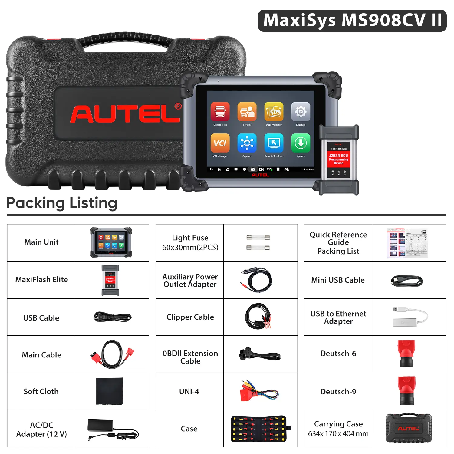 Autel MaxiSys MS908CV II UK/EU | J2534 ECU Programming | ECU Coding | Diagnostic Topology