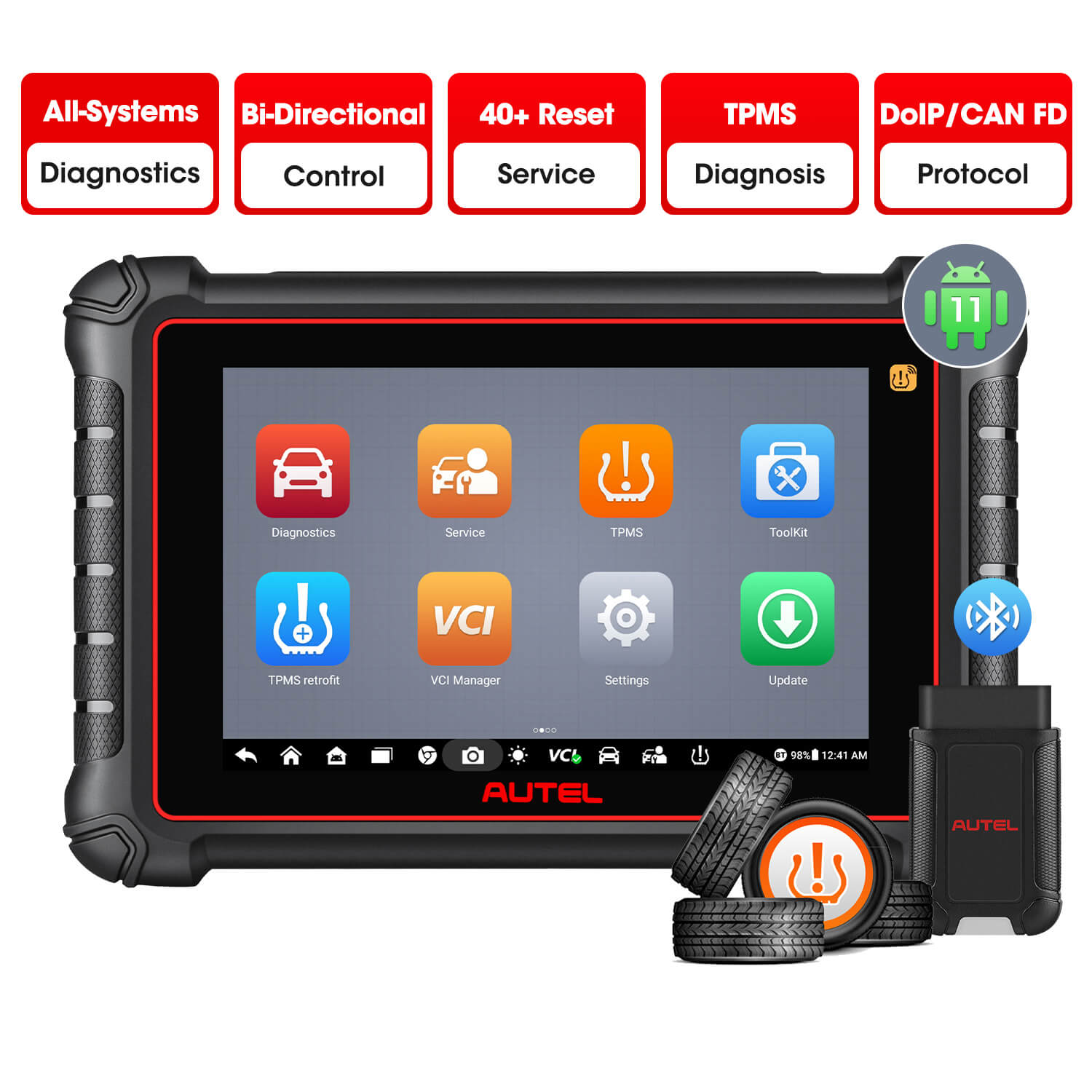 Autel MaxiCOM MK900-TS UK/EU | 2025 Upgraded Version of MX808S-TS | Complete TPMS Diagnostic & OBD2 Diagnostic