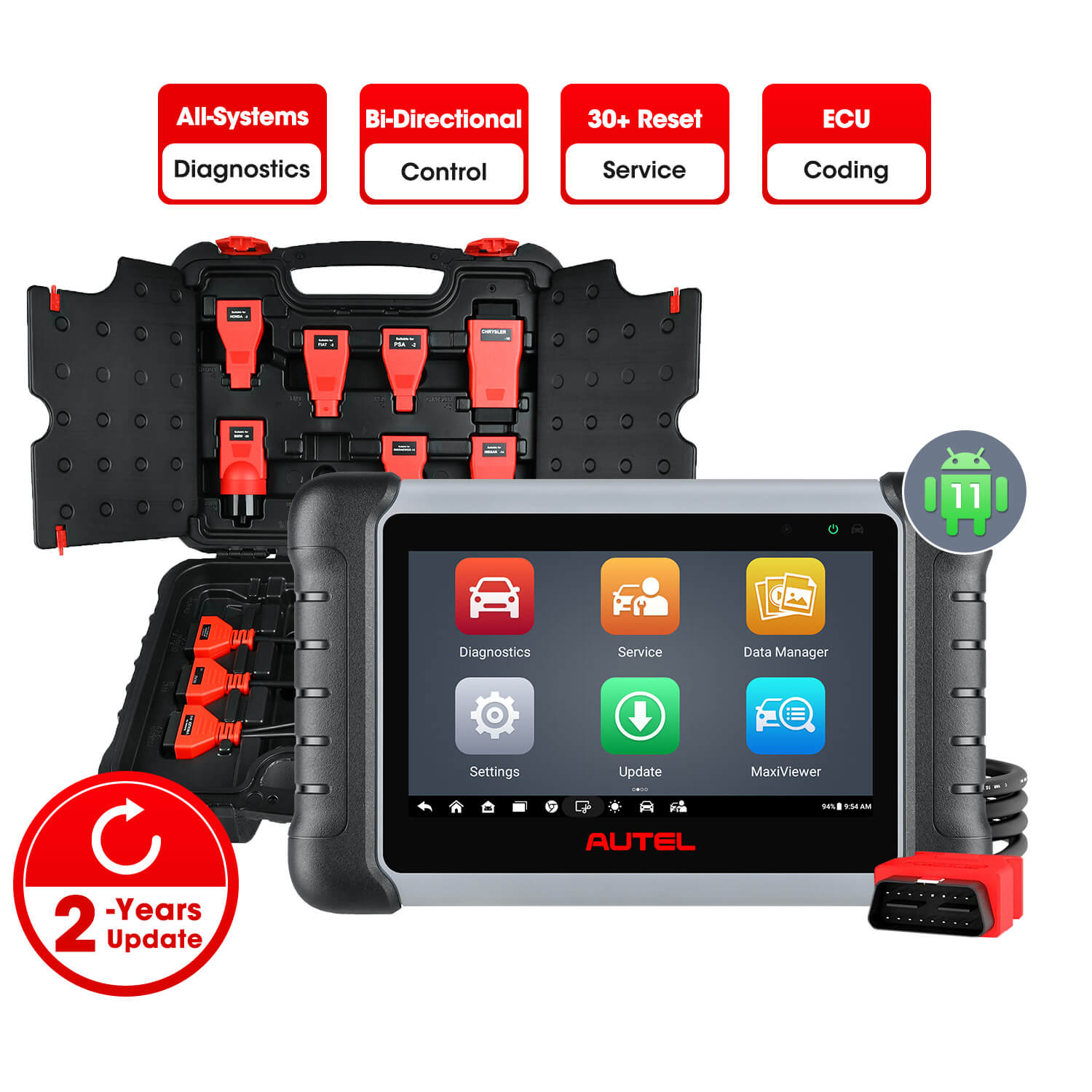 [2 Years Update] Autel MaxiPRO MP808S Kit UK/EU | Active Test| Bi-Directional Control | Oil Reset, EPB, SAS, DPF, BMS, Injector Coding