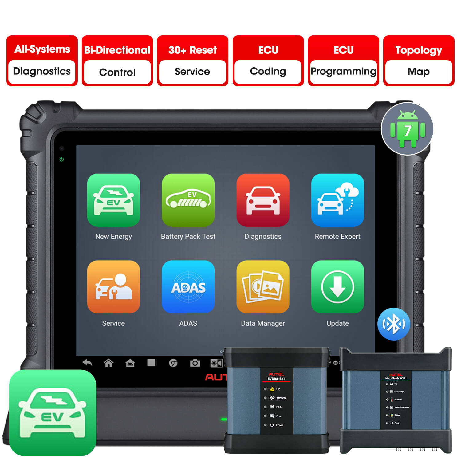 Autel MaxiSys Ultra EV UK/EU | Top Intelligent Diagnostic Scan Tool | Diagnostics for electric/hybrid/gas vehicles | Online ECU Programming / Coding | 5-in-1 VCMI Module | Topology Map | Guided Function