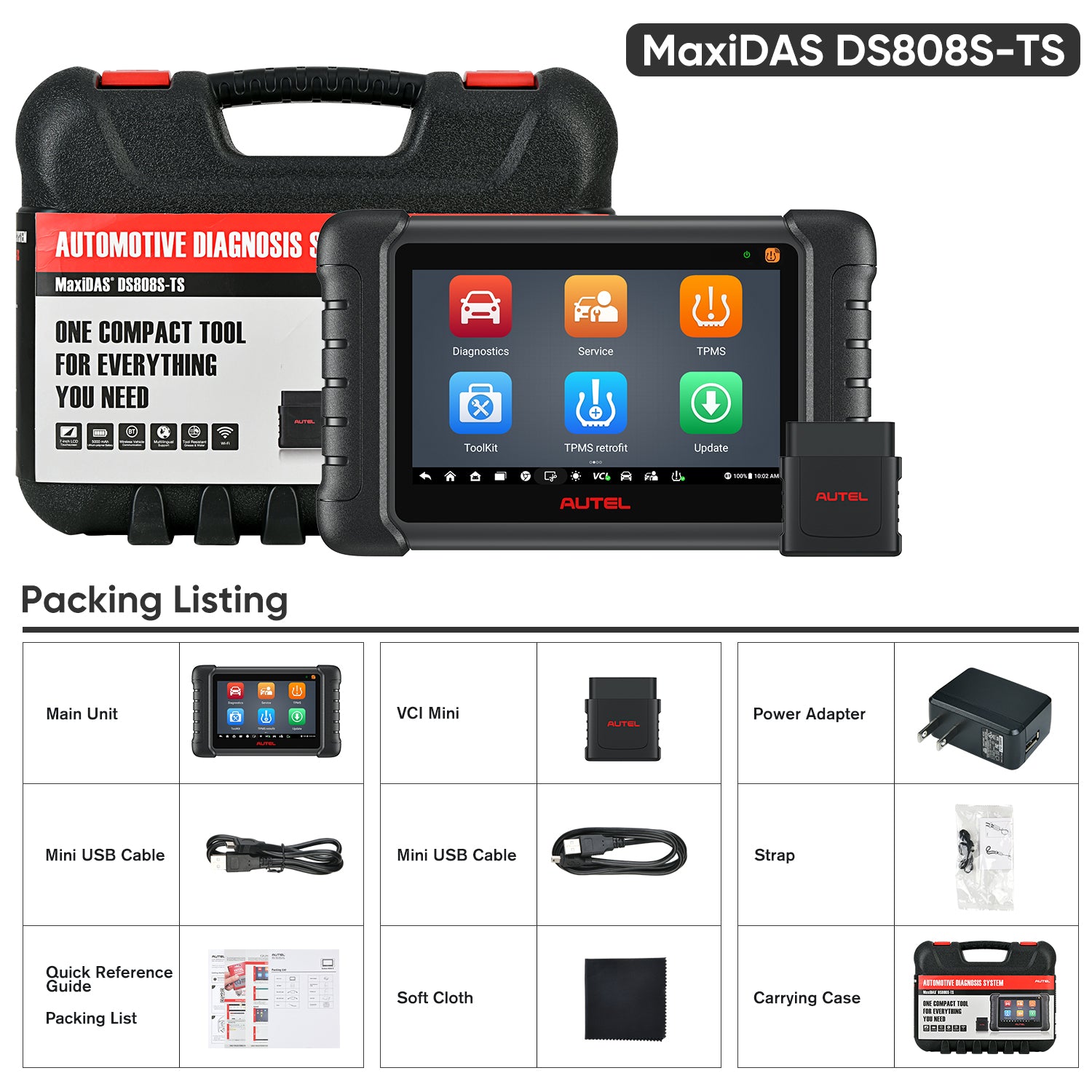 [Free 4 MX Sensors] Autel MaxiDAS DS808S-TS UK/EU | 2025 Upgraded Version of MP808TS | Complete TPMS Diagnostic & OBD2 Diagnosis