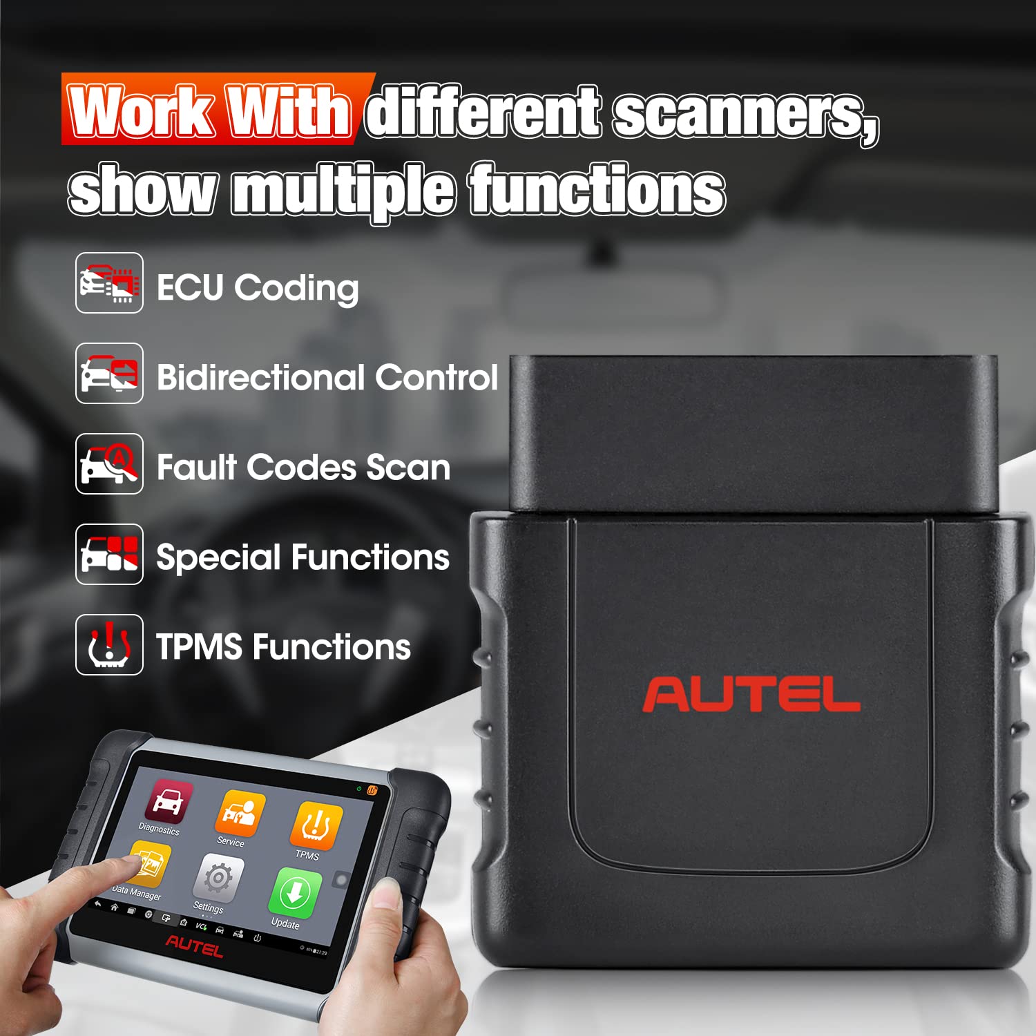 Autel MaxiSys MaxiVCI VCI Mini Wireless Diagnostic Interface, 2024 Newest Vehicle Wireless Dongle, Work with Autel Scanner MaxiCOM MK808BT PRO MP808BT Pro MK808S-TS MX808S-TS MP808S-TS MK808TS MP808TS