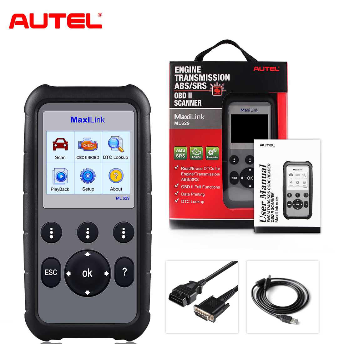 Autel MaxiLink ML629 OBD2 Scanner UK PACKAGE LIST