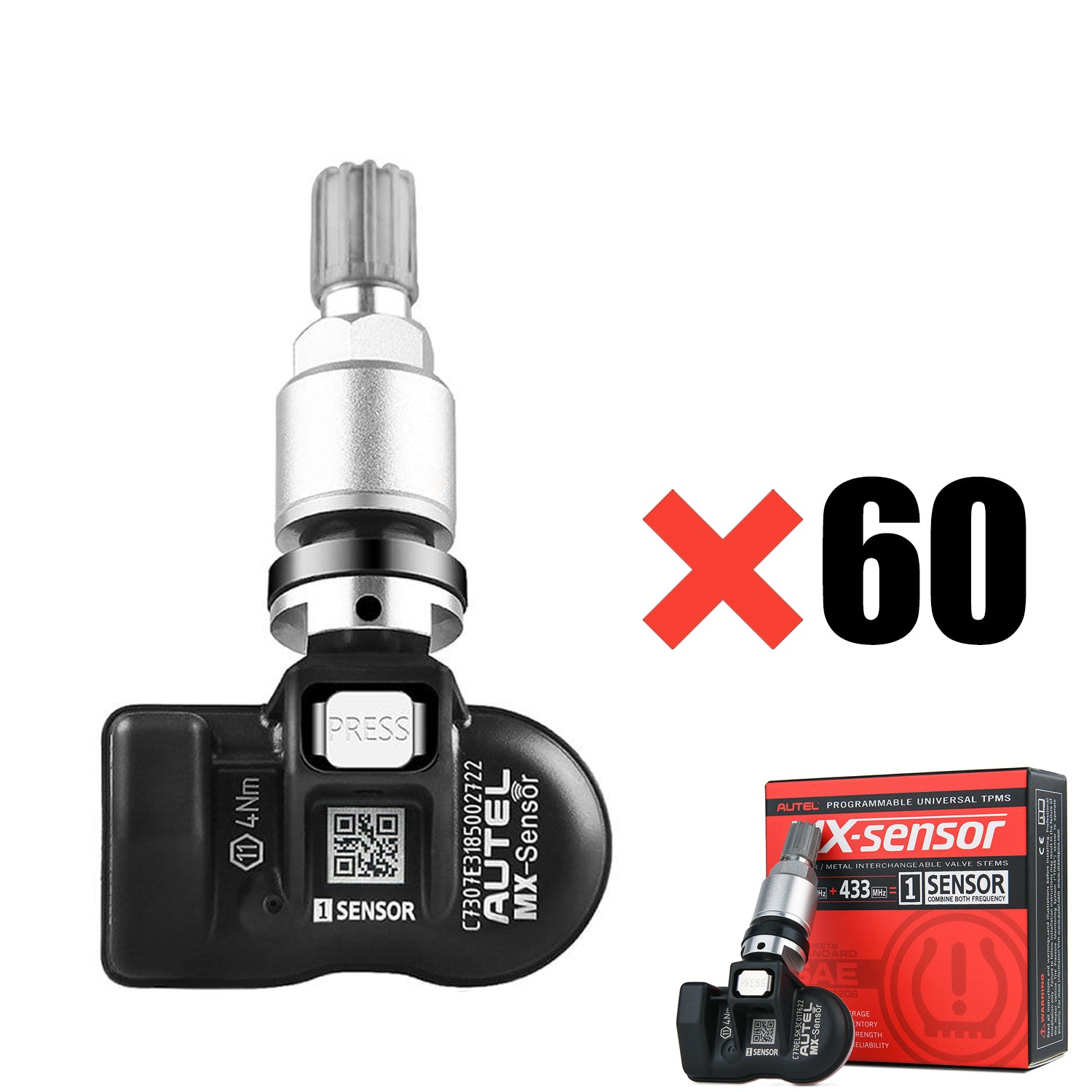 Autel MX 2-In-1 Dual Frequency Universal Programmable Tyre Pressure Sensors | 315mhz/433mhz | Metal Stem *60