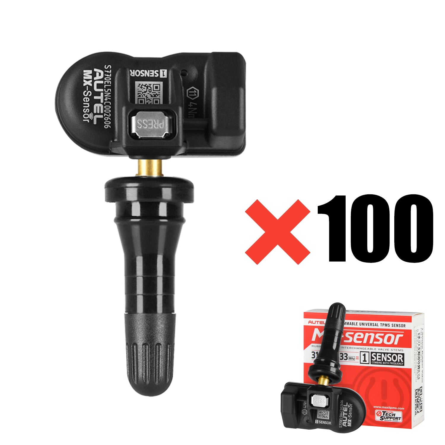 Autel 1-Sensor 433MHZ & 315MHZ 2-in-1 Sensor Rubber Stem Universial & Programmable TPMS Sensor
