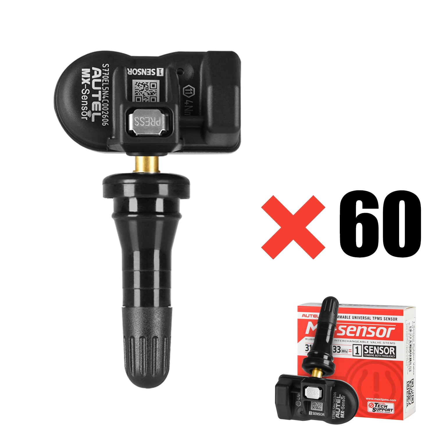 Autel MX-Sensor 433MHZ & 315MHZ 2-in-1 Sensor Rubber Stem Universial & Programmable TPMS Sensor