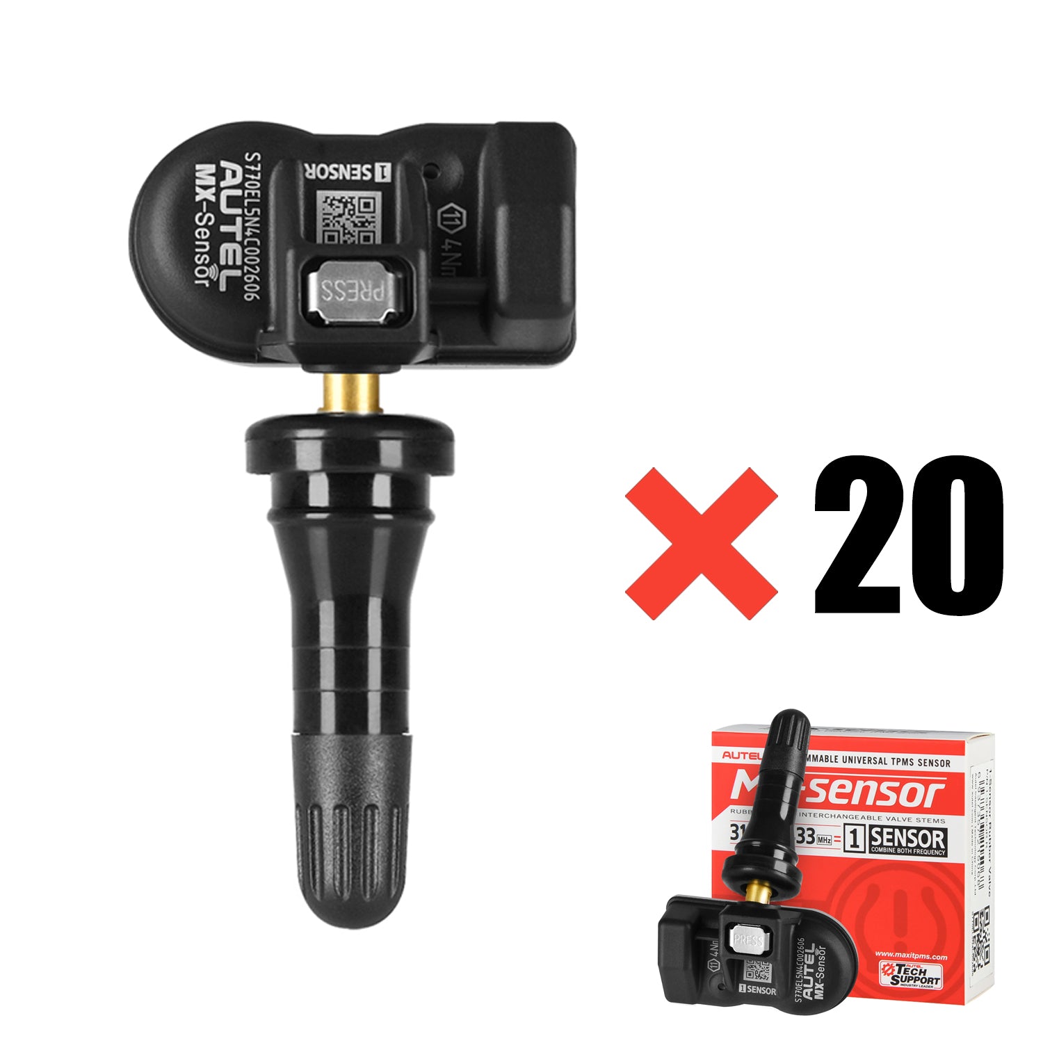 Autel MX-Sensor 433MHZ & 315MHZ 2-in-1 Sensor Rubber Stem Universial & Programmable TPMS Sensor
