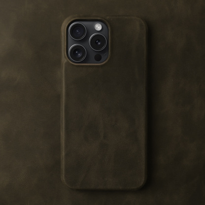 Custom Crazy Horse Leather iPhone 15/16 Pro Max Case with Engraving - 3rd Anniversary Gift, Anti-Drop, Premium Full-Grain Leather