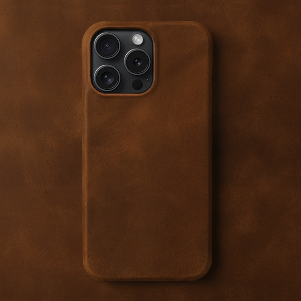 Custom Crazy Horse Leather iPhone 15/16 Pro Max Case with Engraving - 3rd Anniversary Gift, Anti-Drop, Premium Full-Grain Leather