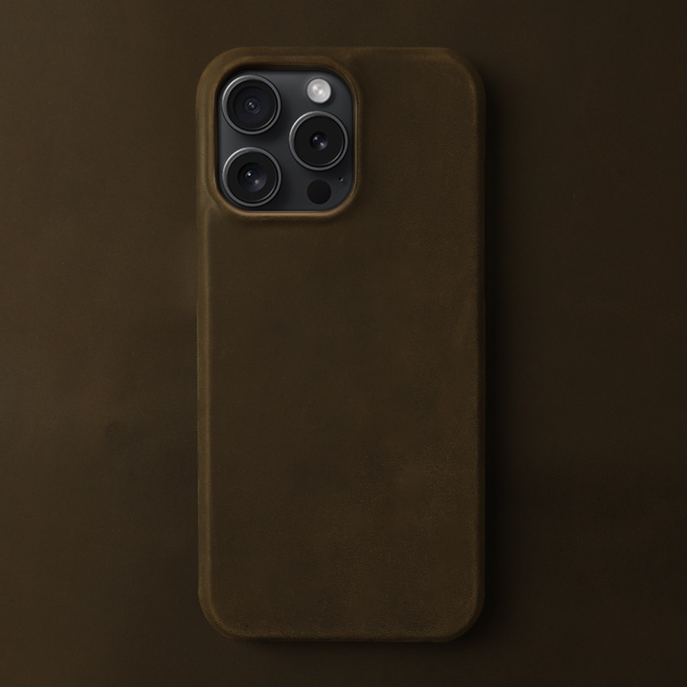 Custom Crazy Horse Leather iPhone 15/16 Pro Max Case with Engraving - 3rd Anniversary Gift, Anti-Drop, Premium Full-Grain Leather