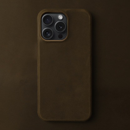 Custom Crazy Horse Leather iPhone 15/16 Pro Max Case with Engraving - 3rd Anniversary Gift, Anti-Drop, Premium Full-Grain Leather