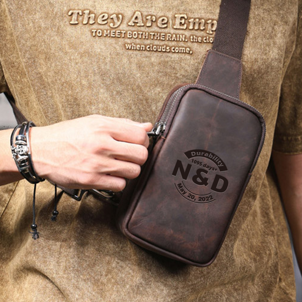 Leather Wedding Anniversary Gifts, Dark Coffee Chest Bag