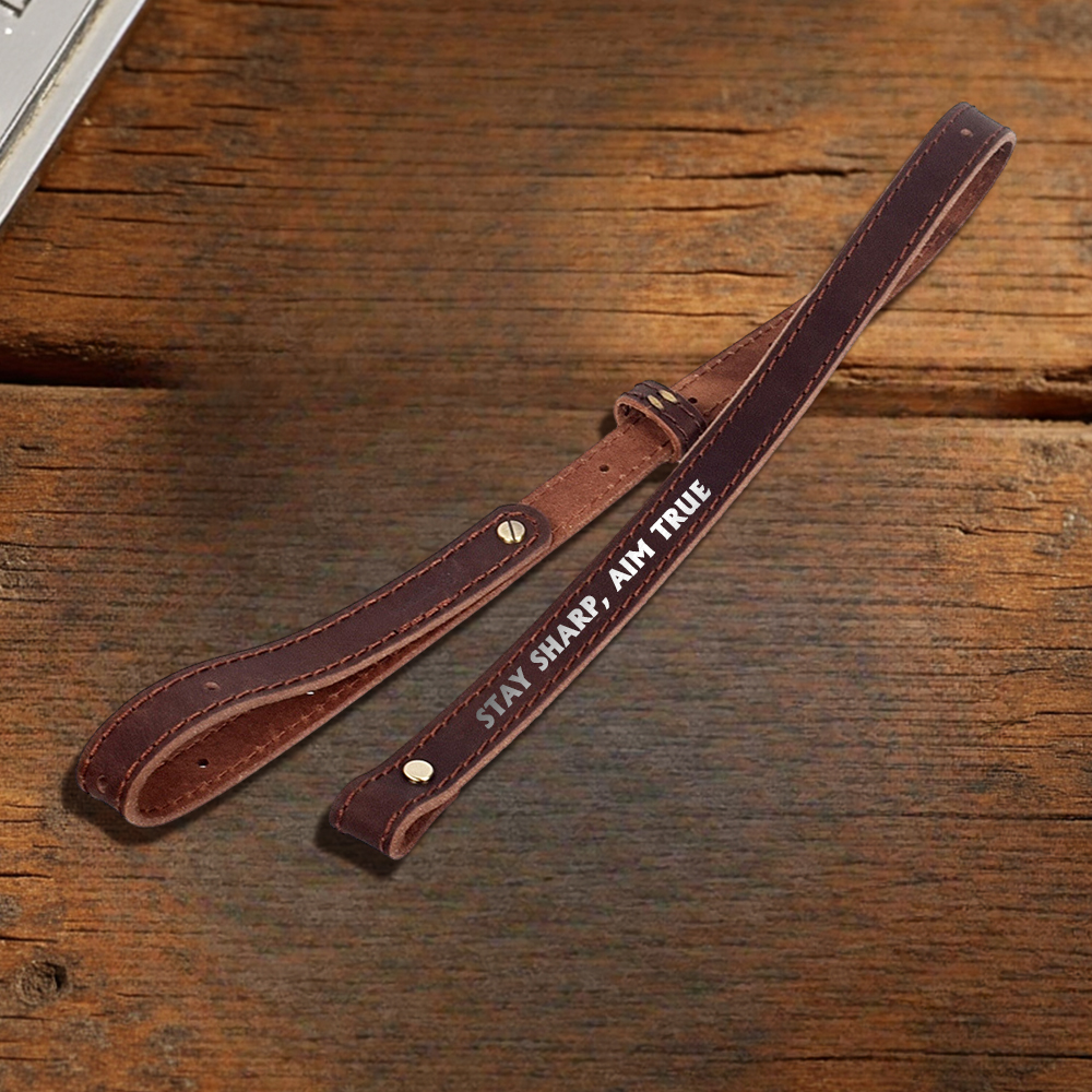 Custom Leather Rifle Sling - "Steady Hand, True Aim" Engraved Design