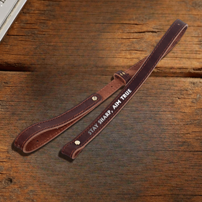 Custom Leather Rifle Sling - "Steady Hand, True Aim" Engraved Design