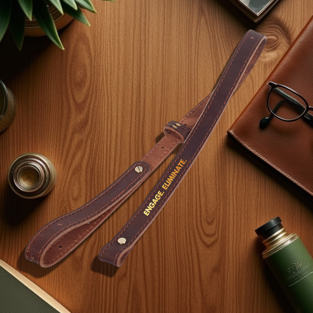 Tactical Custom Leather Rifle Sling - "Engage. Eliminate." Military-Grade Design