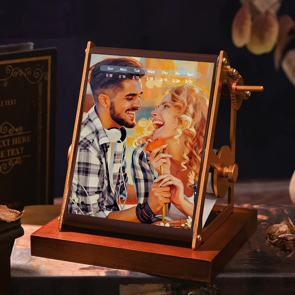 2026 Vintage Oil Painting Style Calendar, Customized Hand-Cranked Mechanical Calendar, Customized Photo Ornaments, Best Christmas Gifts