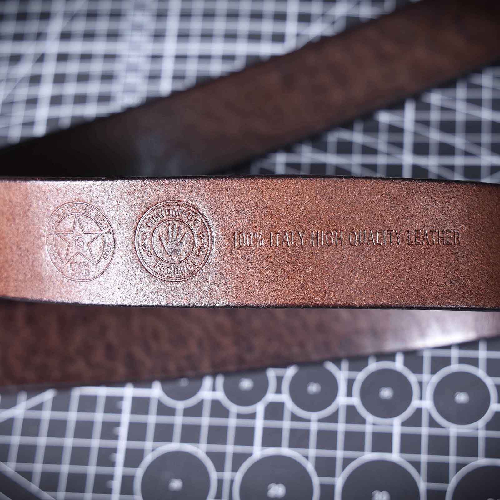 Handmade Dark Brown Full Grain Leather Belt for Men | 4.5mm Thick Custom Engraved Belt with Solid Brass Buckle – Personalized Italian Leather