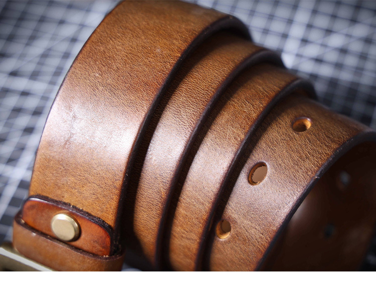 Handmade Khaki Full Grain Leather Belt for Men | 4.5mm Thick Custom Engraved Belt with Solid Brass Buckle – Premium Italian Leather