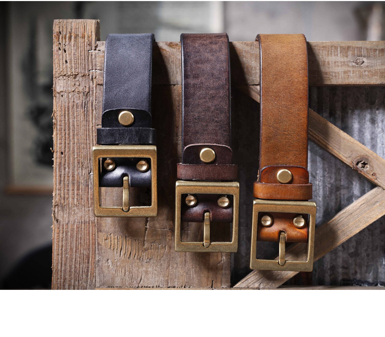 Handmade Khaki Full Grain Leather Belt for Men | 4.5mm Thick Custom Engraved Belt with Solid Brass Buckle – Premium Italian Leather