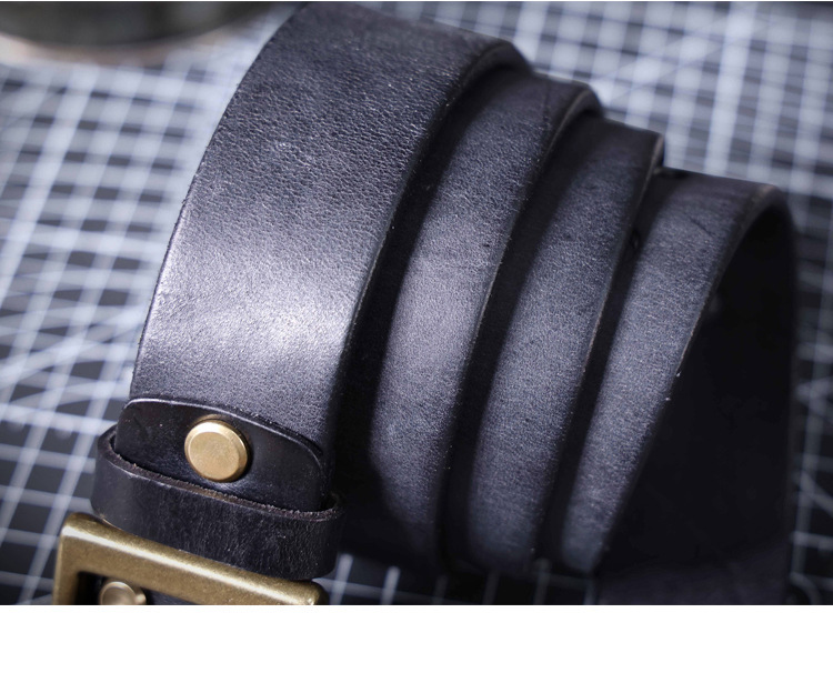 Handmade Black Full Grain Leather Belt for Men | 4.5mm Thick Custom Engraved Belt with Solid Brass Buckle – Premium Italian Leather