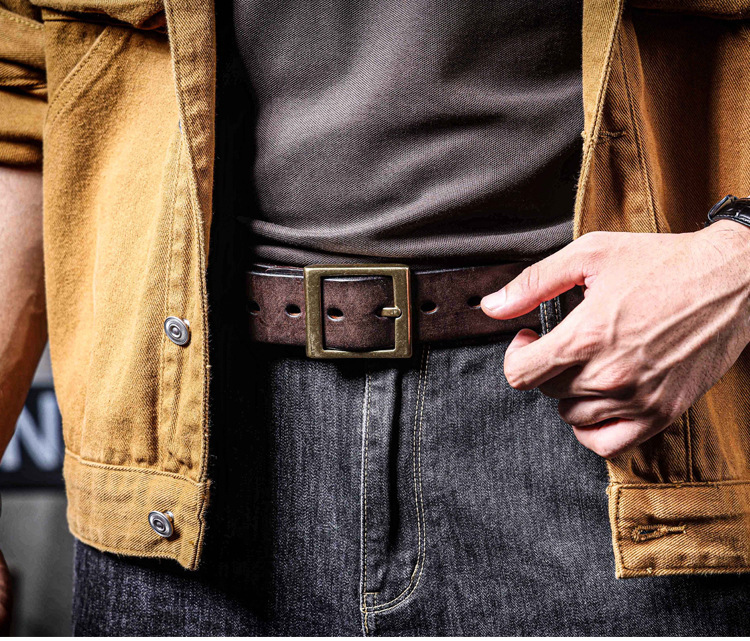 Handmade Dark Brown Full Grain Leather Belt for Men | 4.5mm Thick Custom Engraved Belt with Solid Brass Buckle – Personalized Italian Leather