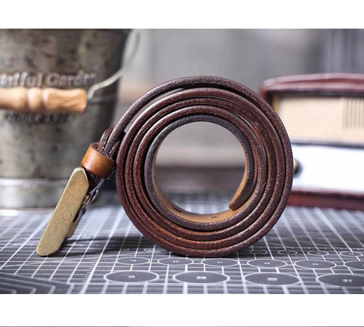 Handmade Dark Brown Full Grain Leather Belt for Men | 4.5mm Thick Custom Engraved Belt with Solid Brass Buckle – Personalized Italian Leather