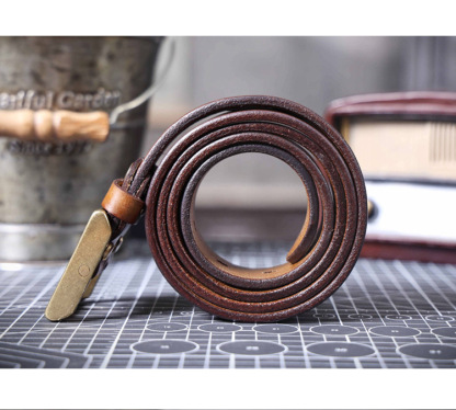 Handmade Dark Brown Full Grain Leather Belt for Men | 4.5mm Thick Custom Engraved Belt with Solid Brass Buckle – Personalized Italian Leather