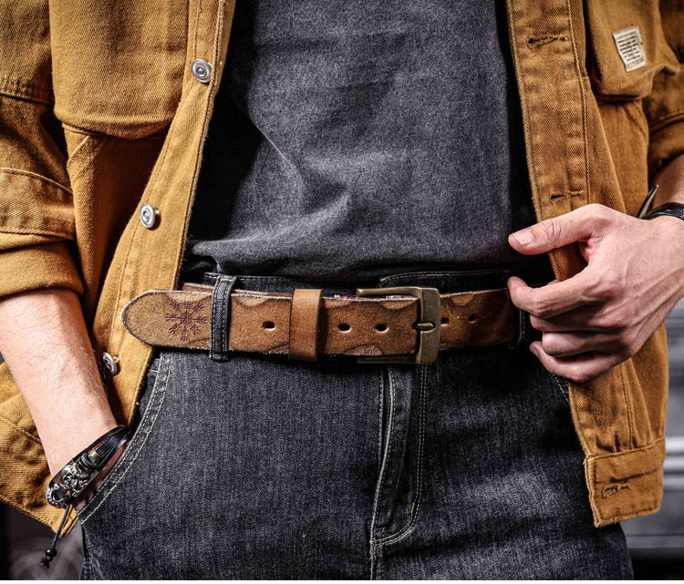 Handmade Brown Full Grain Leather Belt for Men | 4mm Thick Custom Engraved Belt – Brass Buckle & Gift Box
