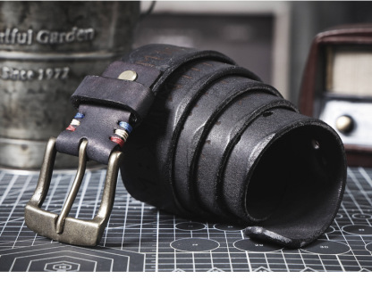 Handmade Black Full Grain Leather Belt for Men | 4mm Thick Retro Belt – Solid Brass Buckle & Free Gift Set