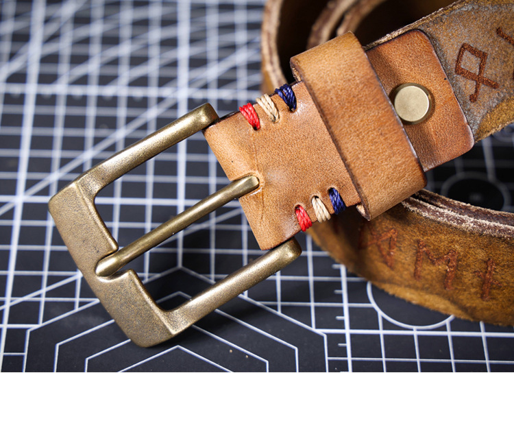 Handmade Brown Full Grain Leather Belt for Men | 4mm Thick Custom Engraved Belt – Brass Buckle & Gift Box