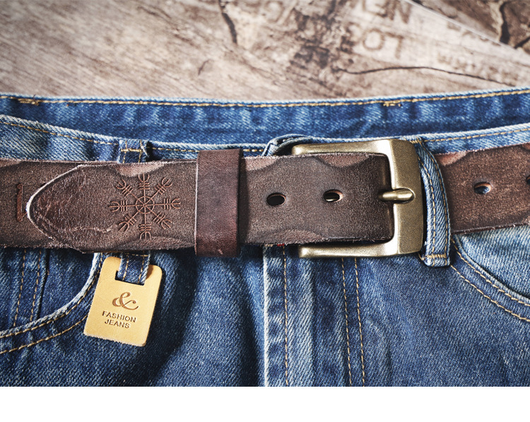 Handmade Coffee Full Grain Leather Belt for Men | 4mm Thick Custom Engraved Belt with Solid Brass Buckle – Premium Gift Set