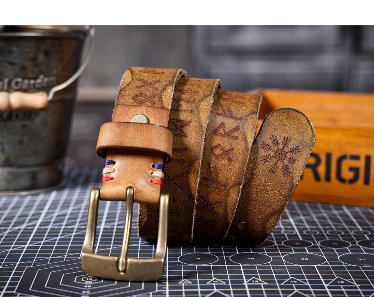 Handmade Brown Full Grain Leather Belt for Men | 4mm Thick Custom Engraved Belt – Brass Buckle & Gift Box