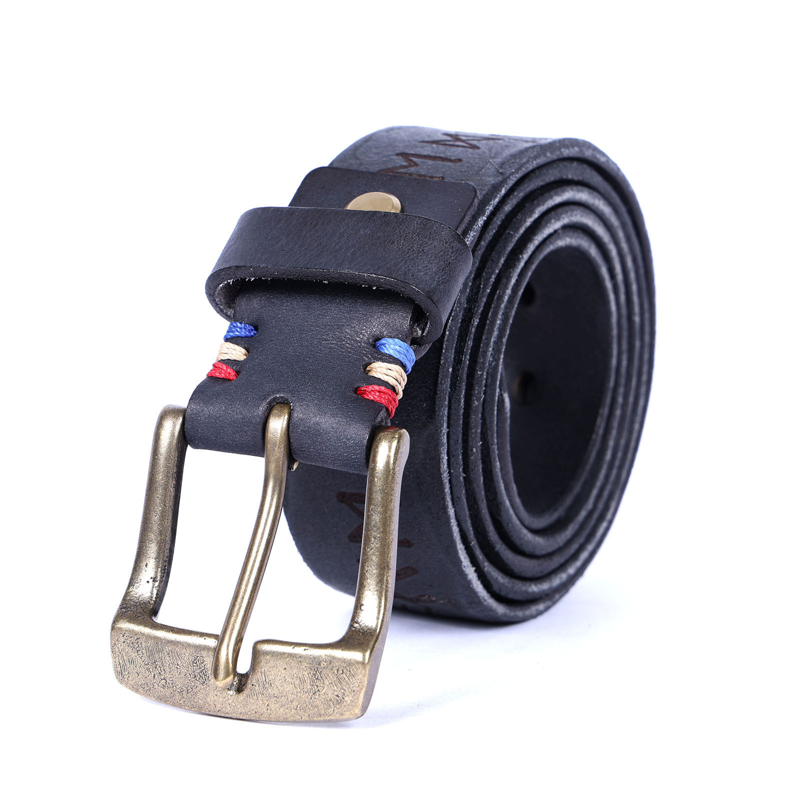 Handmade Black Full Grain Leather Belt for Men | 4mm Thick Retro Belt – Solid Brass Buckle & Free Gift Set