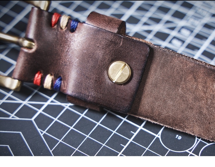 Handmade Coffee Full Grain Leather Belt for Men | 4mm Thick Custom Engraved Belt with Solid Brass Buckle – Premium Gift Set